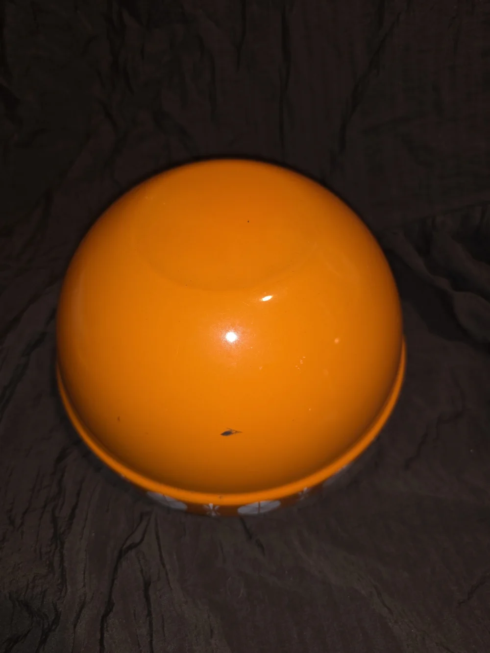 Orange Decorative Mixing Bowl with White Geometric Motif
